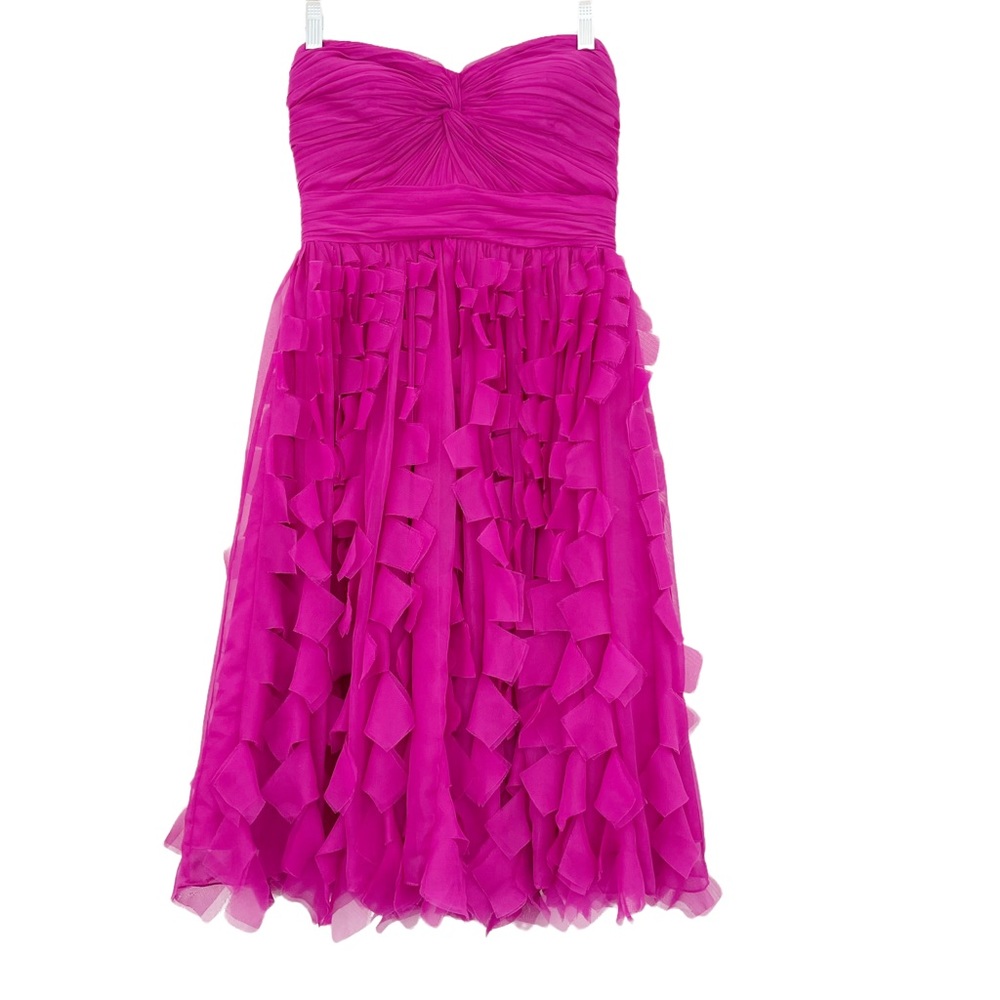 Monique Lhuillier Strapless Pink Cocktail Dress 2